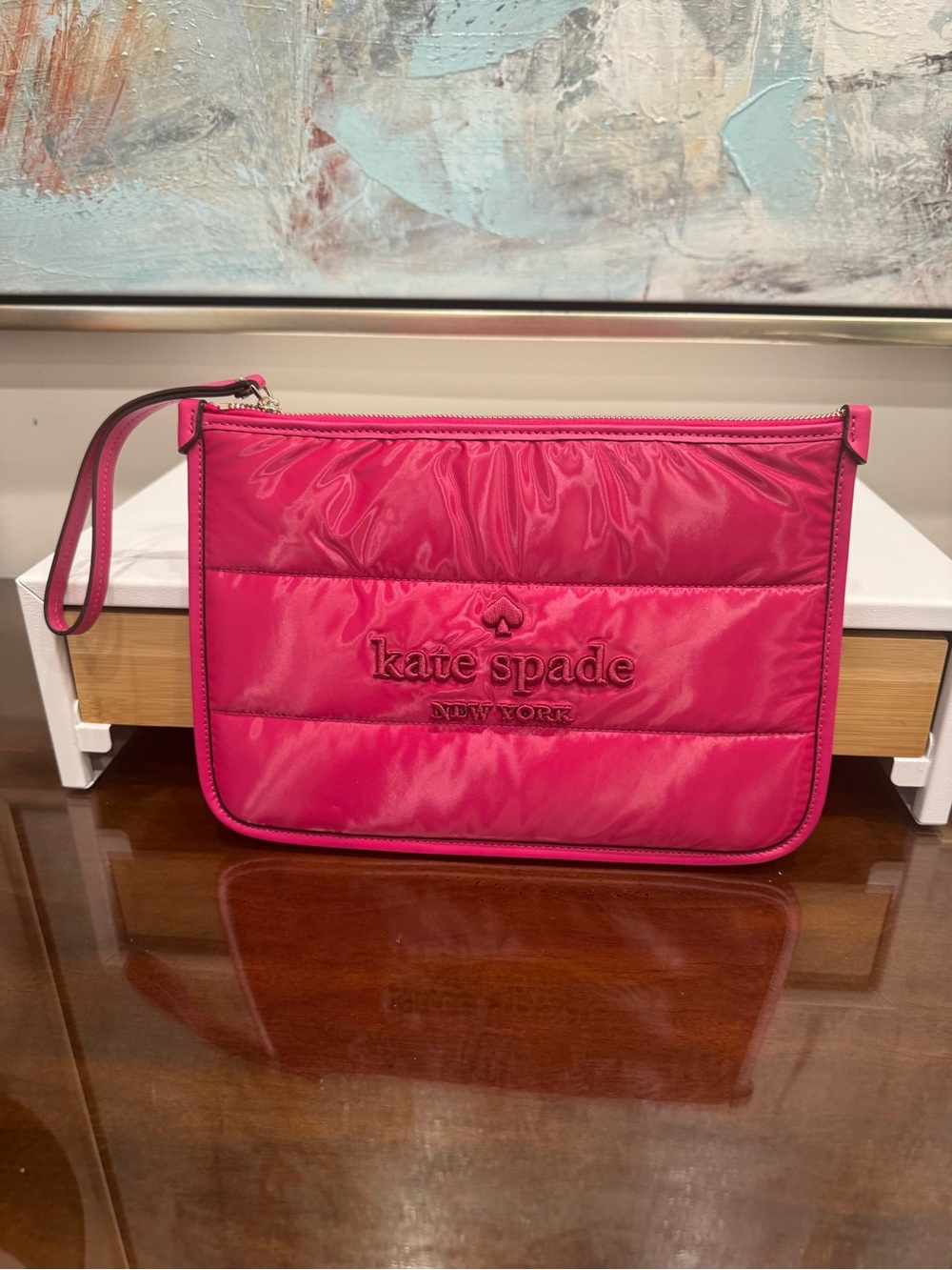 kate spade Hot Pink Quilted Zip Wristlet